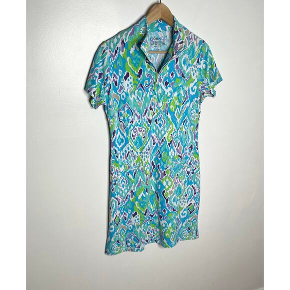 Ibkul Short Sleeve Dress Womens Small Blue Quarter Zip Sun Protectant Pockets - Picture 3 of 11